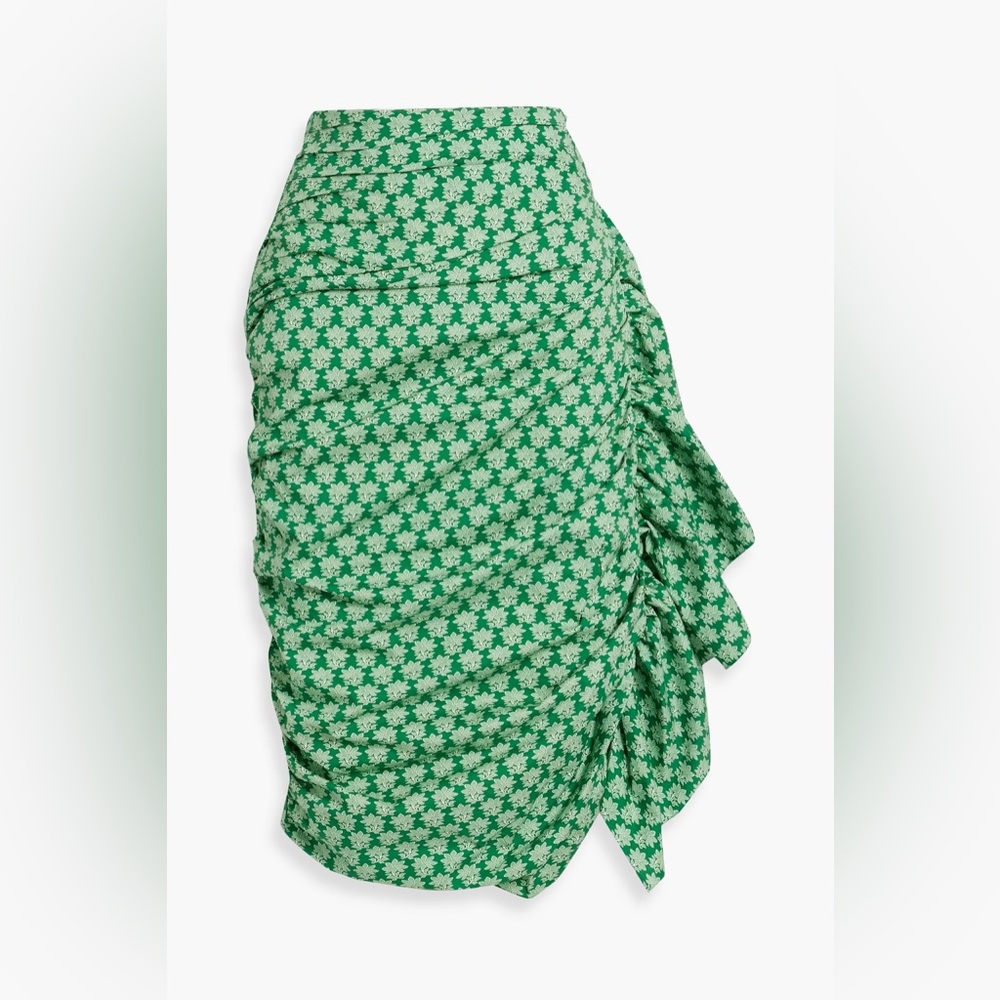 RHODE Green and White Patterned Skirt